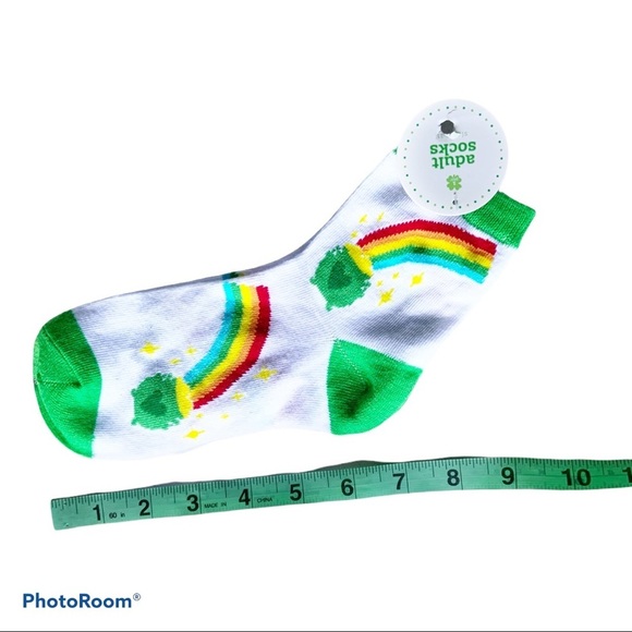 Rainbow Pot of Gold Lucky Ankle Socks Irish Adult 1 Size Unisex - Picture 6 of 7